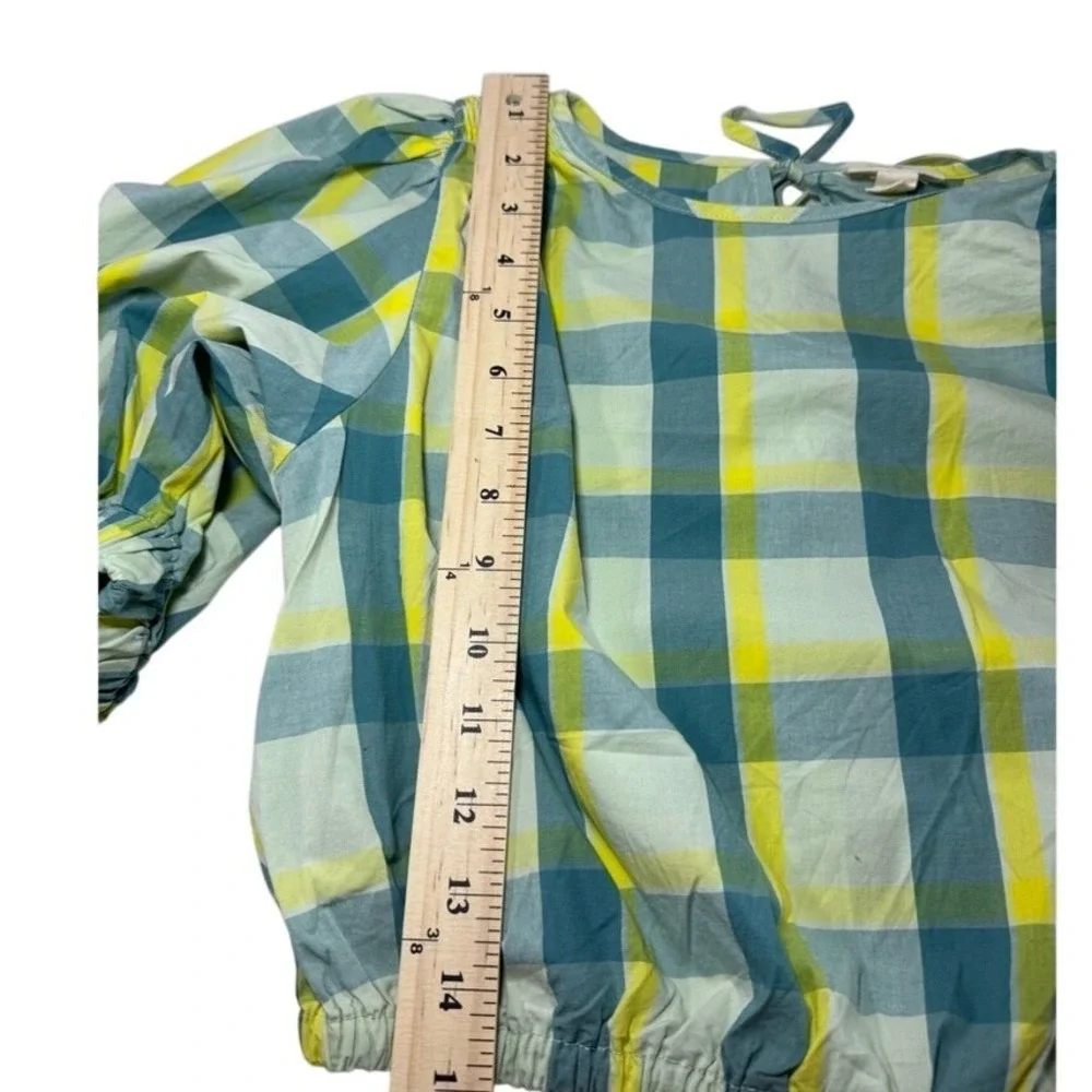 ana A New Approach Plaid 2 Piece Set Crop‎ Top Midi Skirt Yellow Green XS NWT